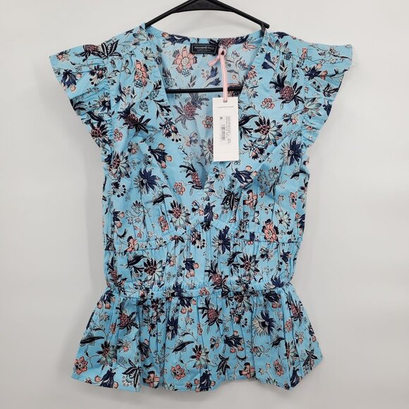 Vineyard Vines Marina Poplin Flutter Sleeve Top Women Size XS NWT Floral Print - Picture 2 of 12
